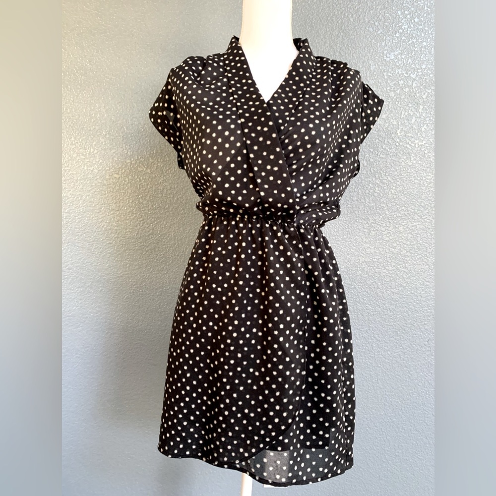 Maison Jules Black Polka Dot Dress Size XS